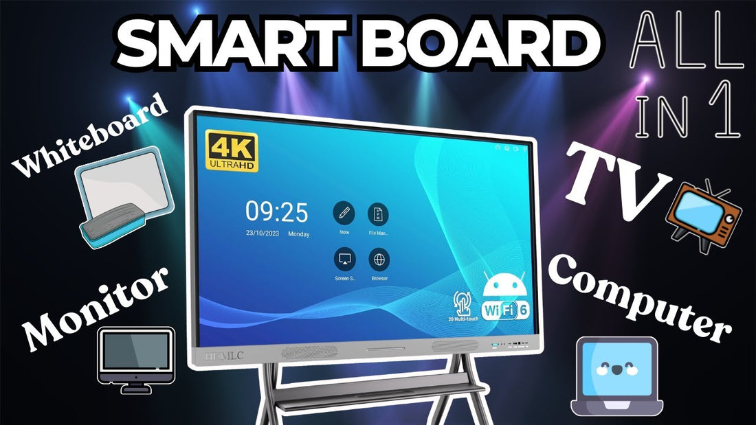 HKMLC Smart Board, Essential 55 Inch All-in-One Interactive Whiteboard with 4K UHD Touch Screen
