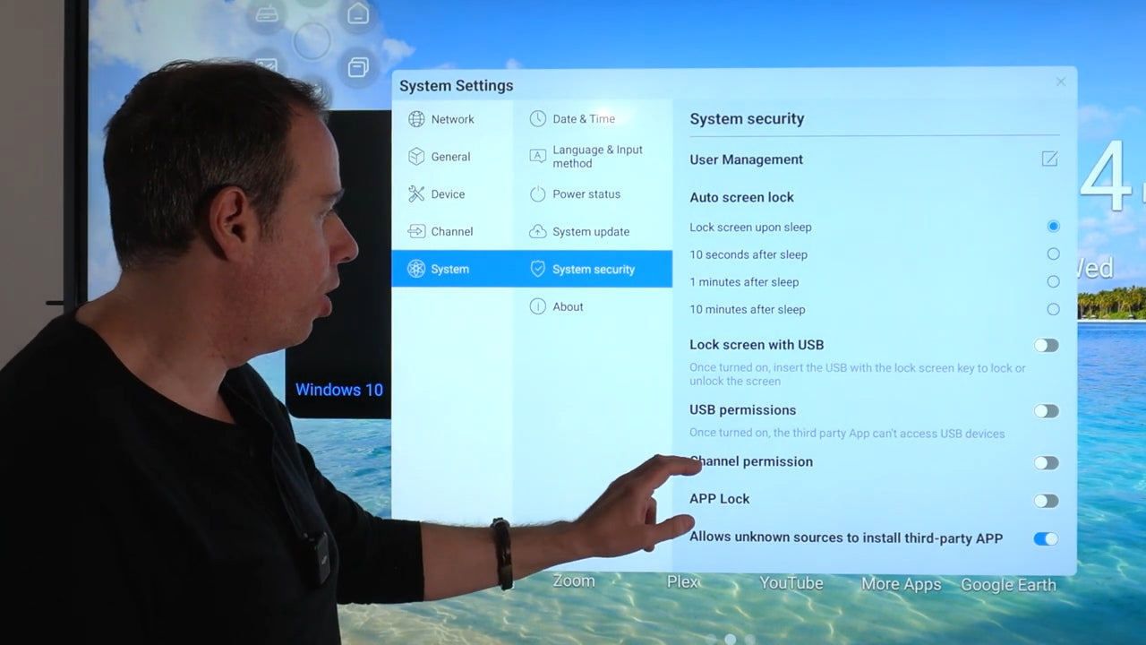 How to Enable and Configure Security Features in HKMLC Smart Board System Settings